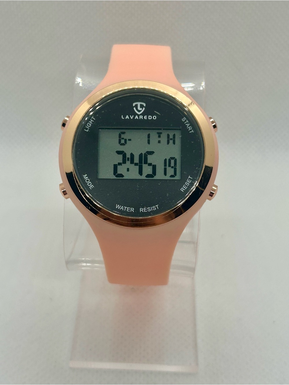 Lavaredo Pink Digital Sport Watch Rose Gold Tone Silicone Strap NEW